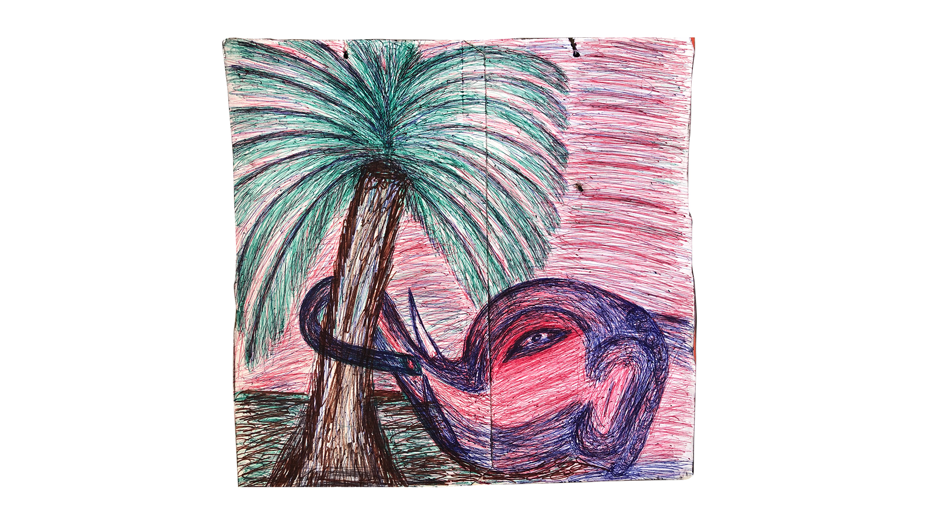 Elephant with Coconut Tree